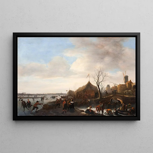 Winter Scene Painting - Jan Steen — framed artwork on a wall