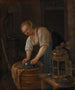 Woman cleaning metal objects - Jan Steen — artwork view