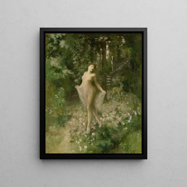 Rain of Roses - Jan Stobbaerts — framed artwork on a wall