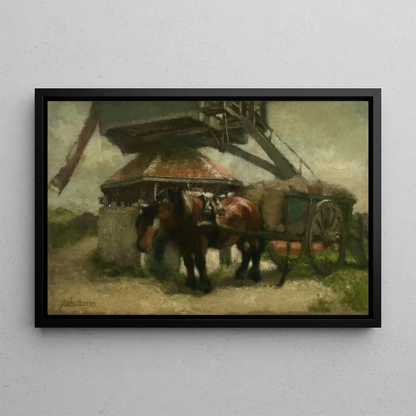 The windmill in Kiel - Jan Stobbaerts — framed artwork on a wall
