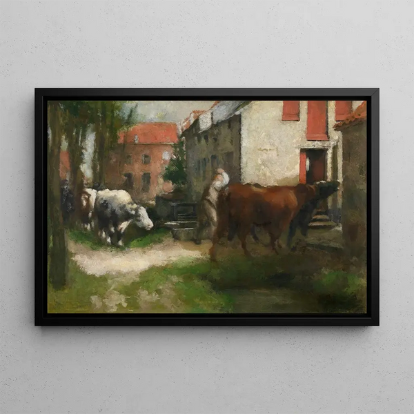 at the stables - Jan Stobbaerts — framed artwork on a wall