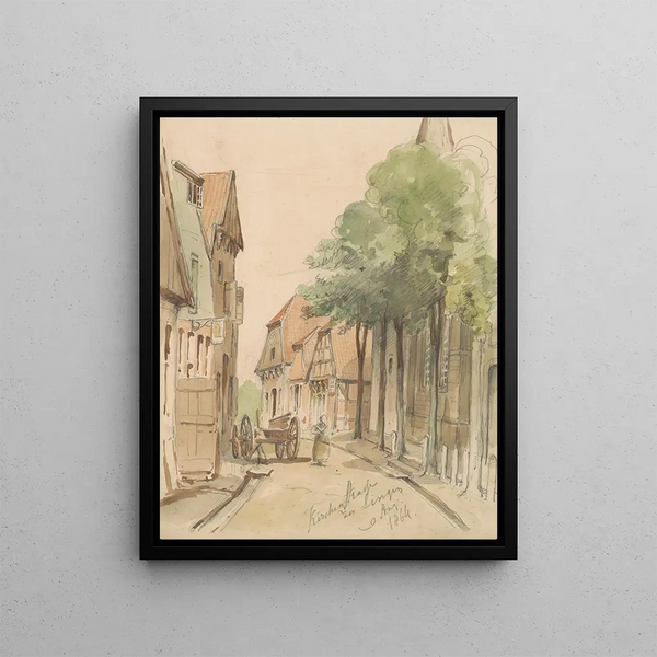 Vue de la Kirchenstraße à Lingen - Jan Striening — framed artwork on a wall