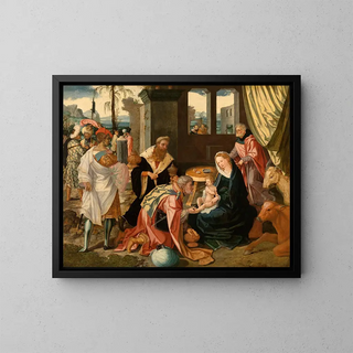 L'Adoration des Mages - Jan Swart van Groningen — framed artwork on a wall