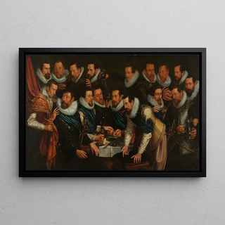 Jan Tengnagel - Officers and other civic guardsmen of the XIth District of Amsterdam under the command of Captain Geurt Dircksz van Beuningen and Lieutenant Pieter Martensz Hoeffijser.webp