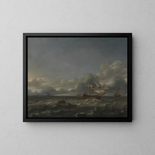 War Men in a Strong Breeze - Jan Theunisz Blanckerhoff — framed artwork on a wall