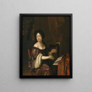 Jan Tilius - A Young Lady Playing The Harp.webp