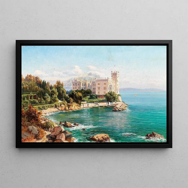 the Miramare Imperial Castle near Trieste - Jan Trentan Havlicek — framed artwork on a wall