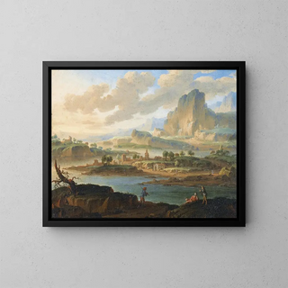 Sunset Landscape Painting - Jan van Bunnik — framed artwork on a wall