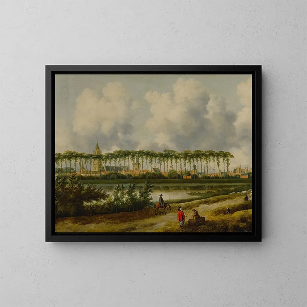 View of Gorinchem from the southwest - Jan van Kessel the Elder — framed artwork on a wall