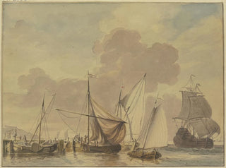 Marine painting with five ships in the foreground - Jan Verbruggen — artwork view