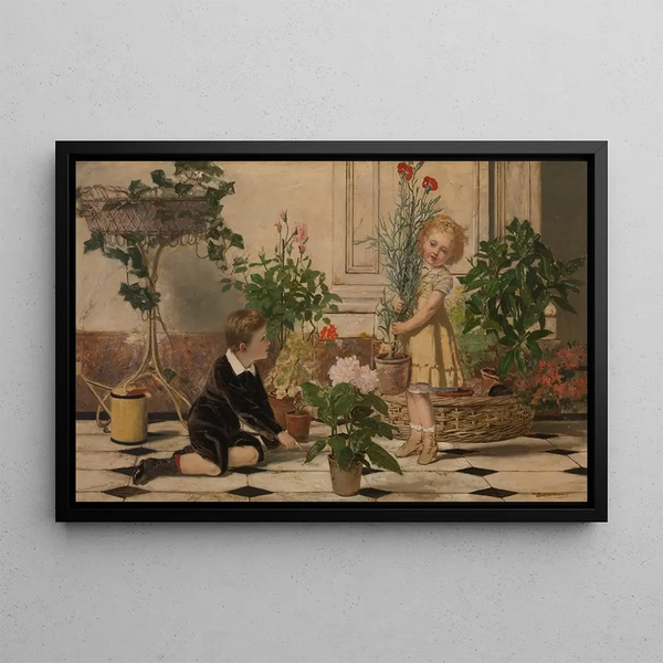 Two children - Jan Verhas — framed artwork on a wall
