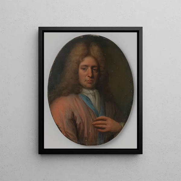 Portrait of a man, possibly a self-portrait - Jan Verkolje — framed artwork on a wall