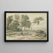 a group of trees, two donkey drivers seen from behind - Jan Vermeer van Haarlem the Elder — framed artwork on a wall