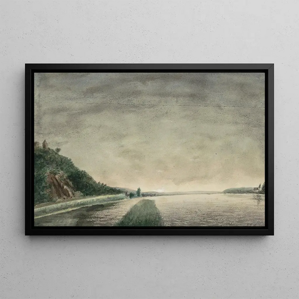 Mountain landscape painting by the lake - Jan Veth — framed artwork on a wall
