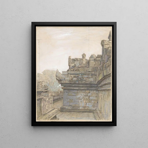 View of one of the terraces of Borobudur - Jan Veth — framed artwork on a wall