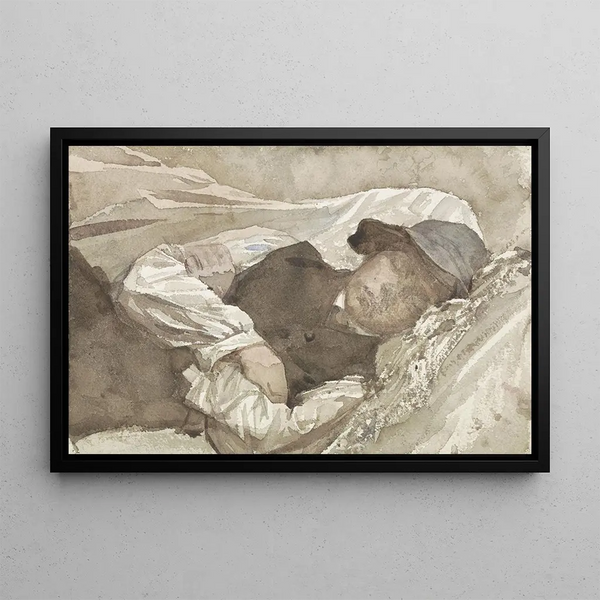 Young man sleeping - Jan Veth — framed artwork on a wall