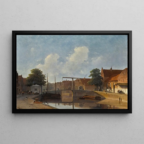 A Dutch Canal - Jan Weissenbruch — framed artwork on a wall