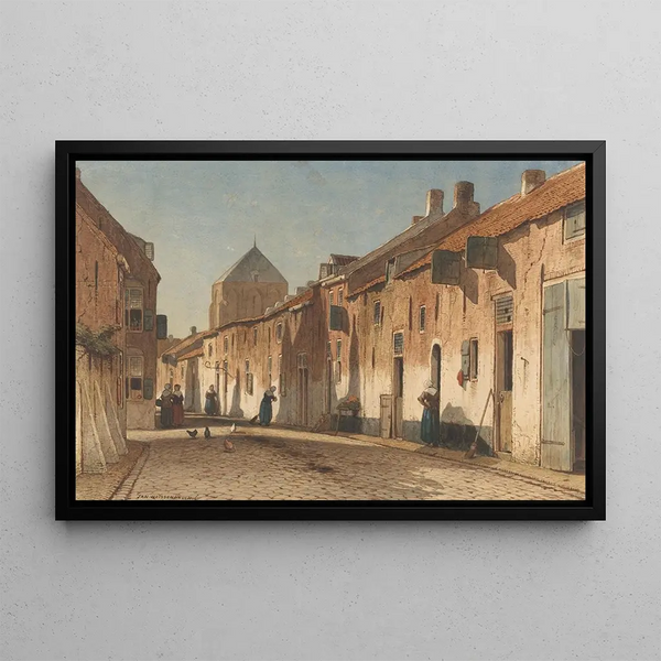 Rue du village - Jan Weissenbruch — framed artwork on a wall