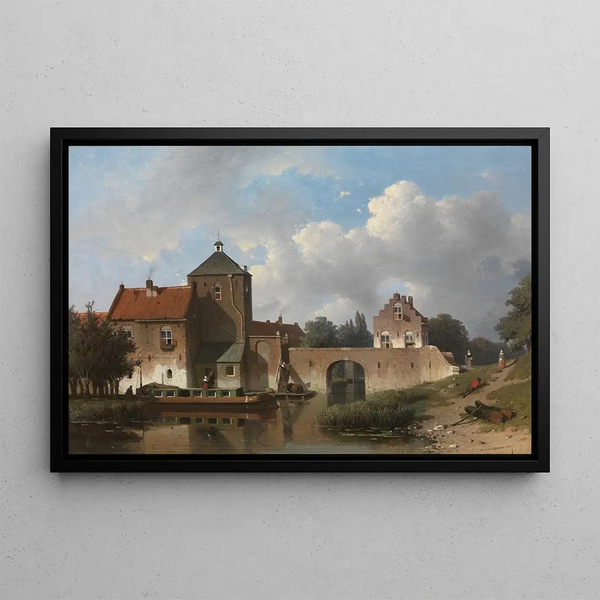 L'IJsselpoort at IJsselstein - Jan Weissenbruch — framed artwork on a wall