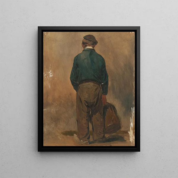 Fisherman with a basket seen from behind - Jan Weissenbruch — framed artwork on a wall