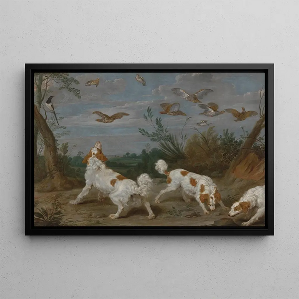 Hunting Partridge Painting - Jan Wildens — framed artwork on a wall