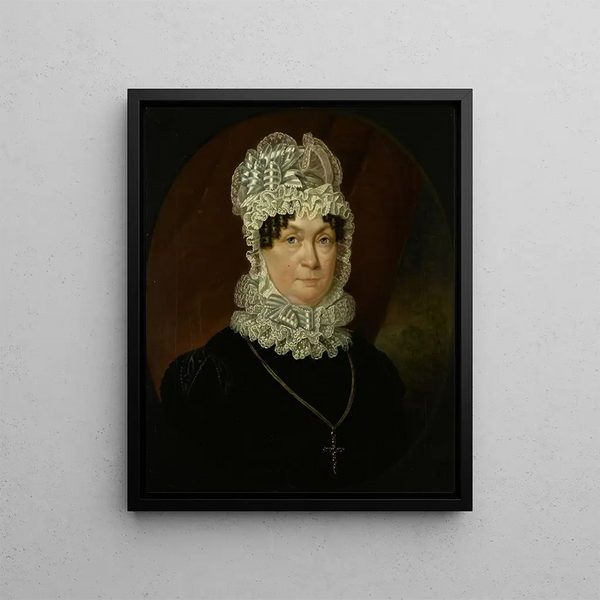 Portrait painting of Ann Brander, who died in 1837, wife of Job Seaburne May - Jan Willem May — framed artwork on a wall