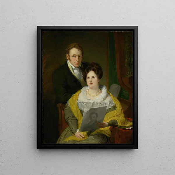 Portrait of a woman and a man - Jan Willem Pieneman — framed artwork on a wall
