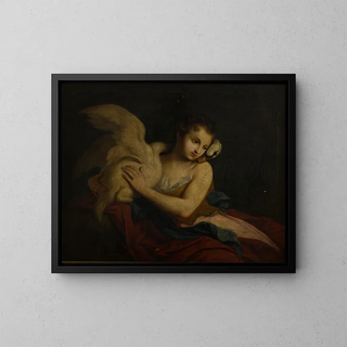 Leda and the Swan - Jan Wincenty Kopff — framed artwork on a wall