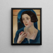 Portrait of a Woman with an Apple - Jan Wydra — framed artwork on a wall