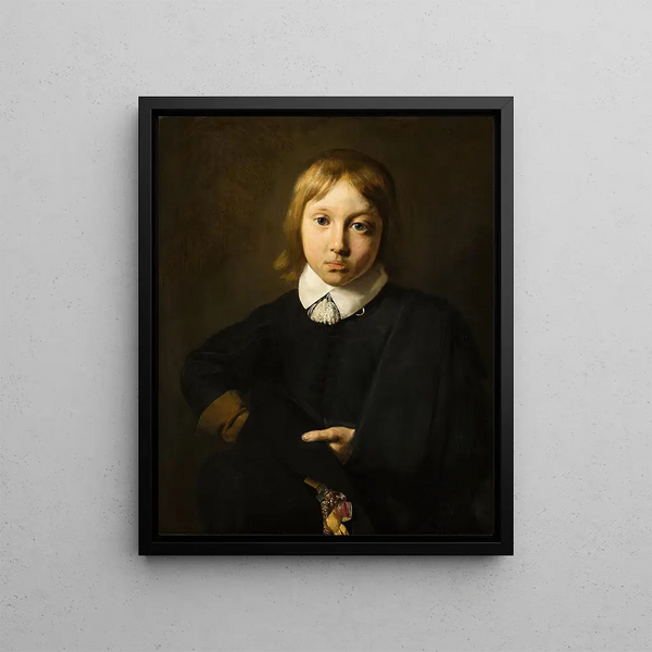 Portrait of a six-year-old boy - Jan de Bray — framed artwork on a wall