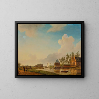 a view of Buitenplaats Groeneveld on the Holendrecht River between Ouderkerk aan de Amstel and Abcoude - Jan ten Compe — framed artwork on a wall