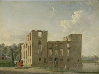 the rear view painting of Berckenrode Castle in Heemstede after the fire - Jan ten Compe — artwork view