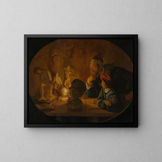 La leçon de dessin - Jan ter Borch — framed artwork on a wall