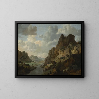 Mountain Landscape Painting - Jan van Aken — framed artwork on a wall