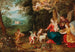 The Holy Family with the Child Saint John and angels in a wooded landscape with a castle surrounded by moats in the background - Jan van Balen — artwork view