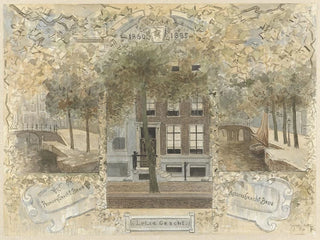 House painting on Leliegracht flanked by bridges on Prinsengracht and Keizersgracht - Jan van Essen — artwork view