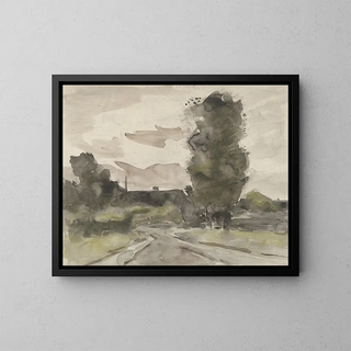 Landscape with Path - Jan van Essen — framed artwork on a wall