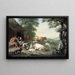 Landscape painting with shepherds and livestock - Jan van Gool — framed artwork on a wall
