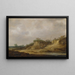 Landscape painting of dunes with shepherds guarding their livestock - Jan van Goyen — framed artwork on a wall