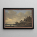 a river scene with the Swan Tavern - Jan van Goyen — framed artwork on a wall