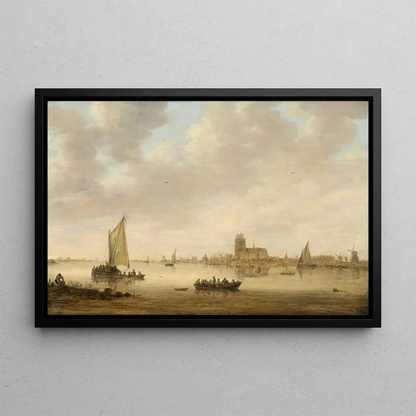 View of Dordrecht from the Dordtse Kil - Jan van Goyen — framed artwork on a wall