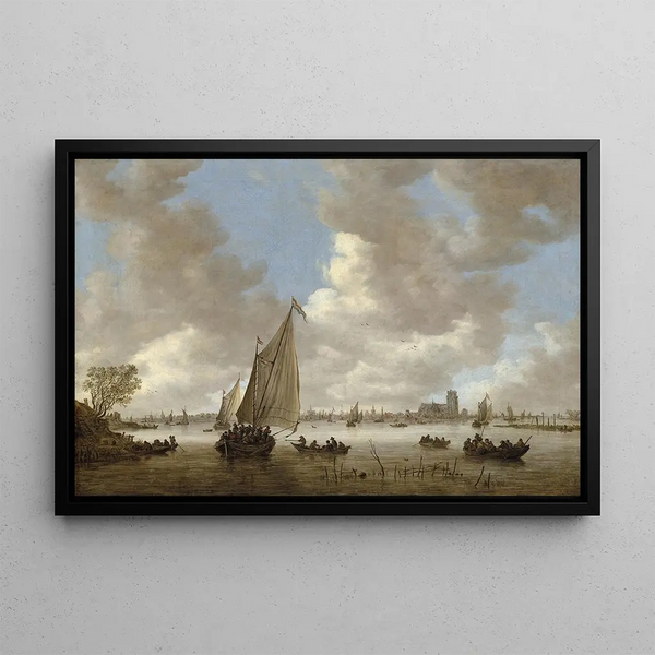View of Dordrecht from the North - Jan van Goyen — framed artwork on a wall