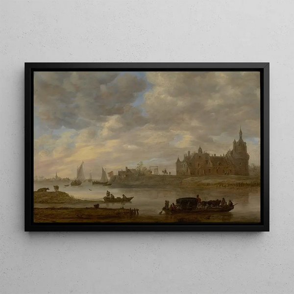 the View of Duurstede Castle in Wijk bij Duurstede - Jan van Goyen — framed artwork on a wall