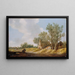 Village Street with People Resting at a Bridge - Jan van Goyen — framed artwork on a wall