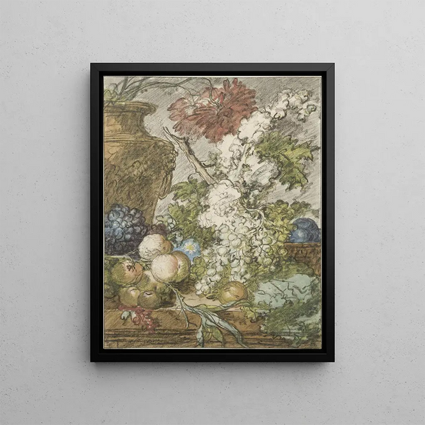 Sketch for a still life of fruits and flowers - Jan van Huysum — framed artwork on a wall