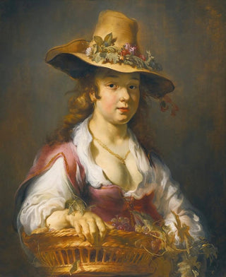 Jan van Noordt - A Girl With A Basket Of Fruit.webp