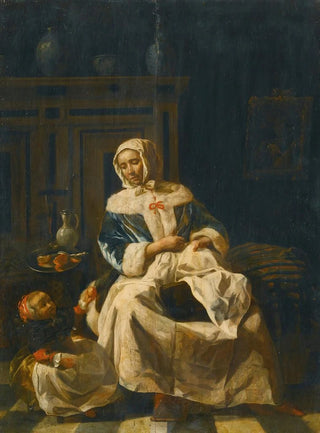 Jan van Pee - A Mother And Child In An Interior.webp