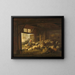 Sheep and goats in a barn - Jan van Ravenswaay — framed artwork on a wall