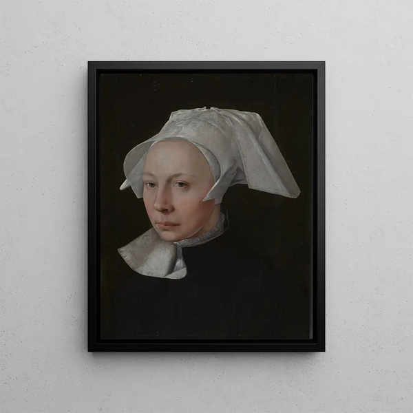 Portrait of a Woman - Jan van Scorel — framed artwork on a wall