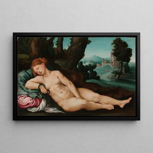 The Death of Cleopatra - Jan van Scorel — framed artwork on a wall
